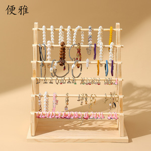 Support de rangement pour bijoux en bois massif, présentoir pour bracelets et cordons, porte-clés accessoire, poteau de présentation de style urbain - Product Image 2