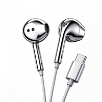 Écouteurs filaires Type C en métal chromé, couleur or et argent, intra-auriculaires