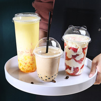 Taza Bobo de una sola pared de 700ml, tapa transparente desechable de plástico en forma de U para grasa, té de la leche, Internet, celebridad favorita, calibre 90