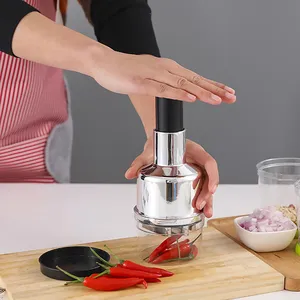Hand Press Garlic Chopper Multi-Function Manual Onion Cutter <b>Vegetable</b> Chopper Handheld Food Processor Shredder Garlic Mincer - Product Image 3