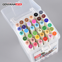 Ensemble de marqueurs artistiques GENVANA en gros, 36 couleurs, double embout (pointe pour tableau et pointe ronde), encre à base d'huile colorée, marqueurs permanents