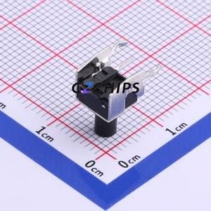 TS-1102N-9026 Tactile Switch Bent Lead Through Hole,6x6mm Switch Single Pole Single Throw Rectangle Button 2.6N Right Angle - Product Image 2