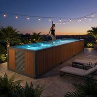 Luxuriöser 30ft Vorgefertigter Container-Swimmingpool Oberirdisch mit LED-Beleuchtung Tragbarer Außen-Lap-Pool Maßgefertigte Größe Geringe Mindestbestellmenge