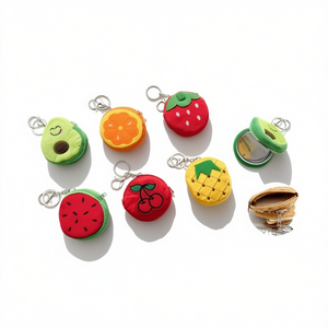 Portamonete 3D a forma di frutta con specchietto da 8 cm e portachiavi per donne e ragazze - Product Image 2