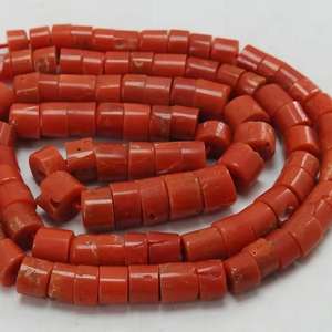 Cuentas de Coral Rojo Italiano Pulido Liso en Forma de Moneda/Botón/Rueda, Hilo de 8 Pulgadas, 4-6MM, Piedra Natural PMEGEMSBEADS Tercera Marca - Product Image 1