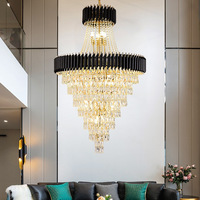 Foyer d'hôtel décoratif personnalisé grands appareils d'éclairage suspendus lumières escalier plafond luxe led moderne K9 lustres en cristal