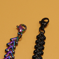 Nouveau bracelet en acier inoxydable 18K de 6 mm de large, motif feuille d'olivier émaillée colorée, pour femmes
