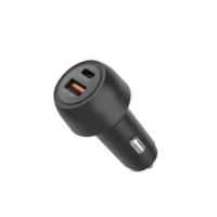 Chargeur de voiture 63W PD 45W Type-C QC 3.0 double port à charge rapide, compatible CE FCC RoHS UL2089, ignifuge, OTP, compatible ordinateur portable, fibre de carbone