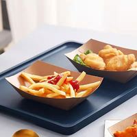 Plateau de présentation en papier ivoire imprimé sur mesure, haut de gamme, robuste, pour sushis, chips, frites, emballage alimentaire jetable et recyclable