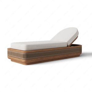 FERLY Mobilier d'extérieur artisanal en teck, lit de repos, chaise longue incurvée en <span class=keywords><strong>bois</strong></span> pour piscines, hôtels, jardins, villas - Product Image 3