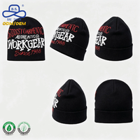 Gorro de Punto Personalizado con Texto de Marca OEM, Diseño Jacquard Vintage con Letras Impresas, Unisex, Invierno, 5 Colores, para Ropa Urbana