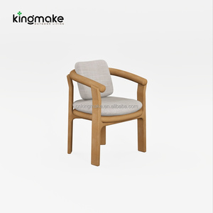 Muebles de Comedor de Lujo para Patio Exterior de Teca, Sillones de Madera con Cojines de Secado Rápido, Silla de Comedor para Jardín de <span class=keywords><strong>Hotel</strong></span> o Resort - Product Image 4