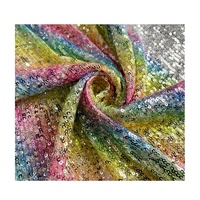 Vêtements de luxe de haute qualité, pièces, tissu à paillettes en maille arc-en-ciel avec impression personnalisée