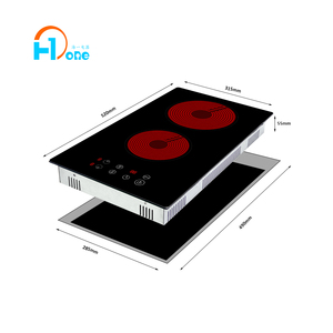 Table de cuisson électrique encastrable Domino 30 cm noire avec surface en verre, 9 niveaux de puissance, commande tactile pour usage domestique - Product Image 2