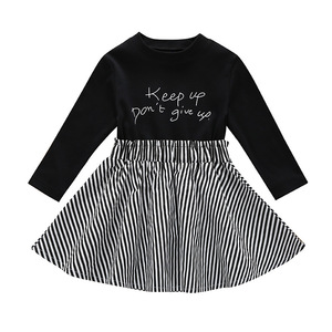 Factory Wholesale 2021 Summer New Fashion <b>Patchwork</b> Style Stripe Long Sleeve Girl Clothes Dress - Product Image 2