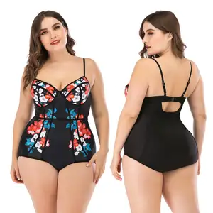 In Stock Latest One Piece Padded Swimsuit Floral Print Sexy Bikinis Plus Size Swimwear for Women Adults Spring Summer Support