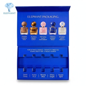 Caja Rígida Magnética de Lujo con Logotipo en Relieve Azul Personalizado con Diseño de Elefante, Bandeja Recortable, Juego de Cajas de Papel para Perfumes, Fragancias y Aceites Esenciales - Product Image 4