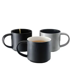 15OZ Modern 3D Design Black Porcelain Mugs Double Color Glaze Safe Microwave Custom OEM Wholesale Ceramic Coffee Mugs for Beer