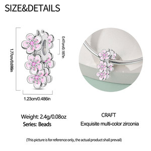 Cuentas espaciadoras con clip de flor de cerezo de primavera, <span class=keywords><strong>rosa</strong></span> pálido, con esmalte floral multicapa, para visualización de Sakura, con logotipo personalizado, en lotes pequeños - Product Image 2