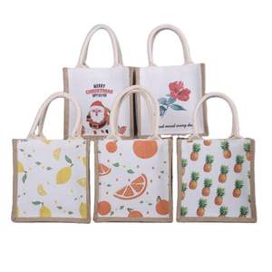 Grand sac fourre-tout en toile pour femmes, sac personnalisé avec poche zippée, sacs de shopping en jute - Product Image 1