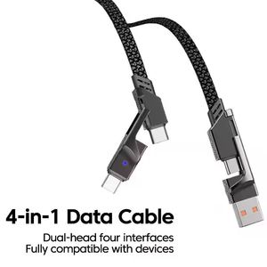 สายชาร์จ <span class=keywords><strong>USB</strong></span> แบบ4ใน1ดีไซน์<span class=keywords><strong>หัว</strong></span>คู่แบบถักทำจากไนลอนแบบกำหนดเองด้วย Type <span class=keywords><strong>C</strong></span> สำหรับอุปกรณ์หลายชนิด - Product Image 2