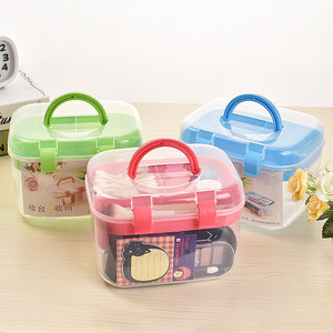 Cosmetic Storage <b>Box</b> With Handle Transparent Plastic Organizer With Dividers For <b>Makeup</b> Desk Storage 1-3L - Product Image 2