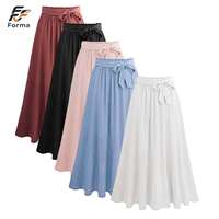 Jupe midi trapèze taille haute personnalisée pour femme, grande taille, ample et fluide avec ceinture, décontractée – Fabricant OEM ODM