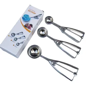 Large/Medium/Small Stainless Steel Muffin Scoops for Baking,Fruit and Meatball Ice Cream Cookie Scoop Set of 3