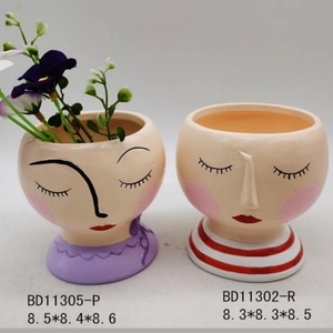 Maceta bonita para plantas, macetas <span class=keywords><strong>de</strong></span> cerámica, maceta en Forma <span class=keywords><strong>de</strong></span> cara con diseño <span class=keywords><strong>de</strong></span> muñeca para plantas suculentas en la mesa <span class=keywords><strong>de</strong></span> escritorio <span class=keywords><strong>de</strong></span> la sala <span class=keywords><strong>de</strong></span> estar o la decoración del hogar - Product Image 6