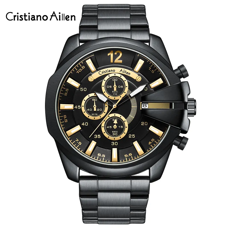 Cristiano Aillen Fashion men timekeeping watch Japanese quartz steel watch luxury accessories wholesale watches