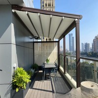 Pérgola Plegable Impermeable de Aleación de Aluminio de Diseño Moderno con Techo Retráctil para Terraza y Balcón, Espacio de Vida al Aire Libre
