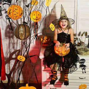 <span class=keywords><strong>Lanterne</strong></span> en papier suspendue pour Halloween de 8 à 16 pouces avec glands Citrouille Chauve-Souris Crâne Araignée <span class=keywords><strong>Jack</strong></span>-O '-<span class=keywords><strong>Lanterne</strong></span> pour décoration murale de fête à la maison - Product Image 3