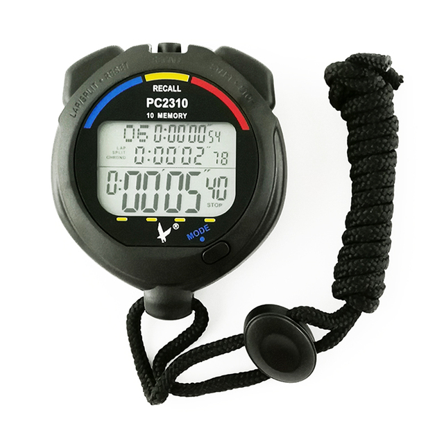 PC2310 Swimming Waterproof Stopwatch Large 3 Row Display 10 Lap Dual Split Recallable Memory Digital Stopwatch Sports