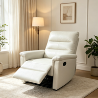 Fauteuil inclinable manuel en cuir au design moderne et personnalisé avec structure en bois, canapé inclinable durable et pliable