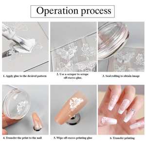 Tampon à ongles en silicone français avec couvercle Tampon à ongles essuyable à l'alcool Outil d'impression à tête transparente - Product Image 3