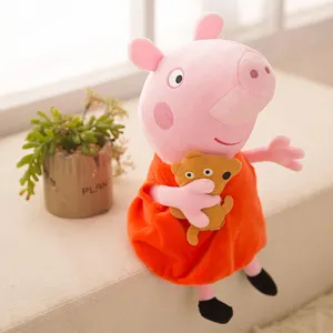 売れ筋ピギーぬいぐるみアクションフィギュア4つの新しいジョージペッパ人形の家族漫画アニメぬいぐるみピンクの豚ぬいぐるみ