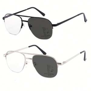 Gafas de Lectura Progresivas Multifocales con Filtro de Luz Azul, Diseño de Piloto, Fotocromáticas, de Aleación, con Logotipo Personalizado para Hombre - Product Image 1
