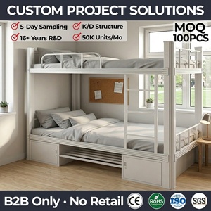 Steel Double <strong>Bed</strong> Twin over Full Size with Storage Drawers <strong>White</strong> Apartment Disassembled Design <strong>Metal</strong> Double Bunk <strong>Bed</strong> - Product Image 1