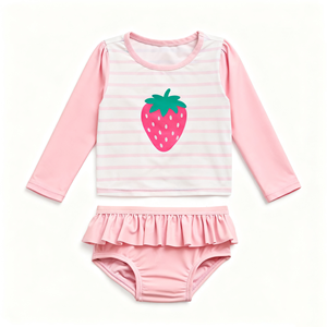 Traje de Baño de Dos Piezas para Niñas, Bikini de Manga Larga, Traje de Baño Elegante para Niñas Pequeñas - Product Image 1