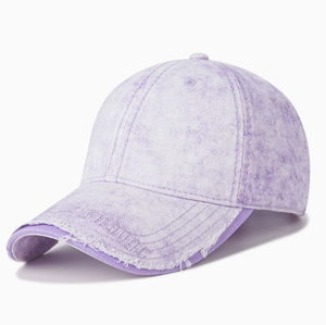 Casquette de baseball en jean délavé vintage, bord effiloché, brodée, style streetwear, ajustable, type Dad Hat - Product Image 6