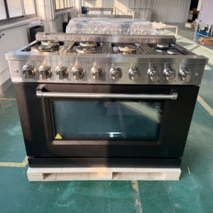 Estufa de 48 Pulgadas con 7 Quemadores y 7.8 Pies Cúbicos Horno Independiente con Perillas de Aleación de Zinc y Puerta Negra Mate en Acero Inoxidable - Product Image 1