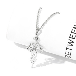 Collar con Colgante de Flor de Loto de <span class=keywords><strong>Titanio</strong></span> Simple para Mujer y <span class=keywords><strong>Hombre</strong></span>, Joyería de Acero Inoxidable - Product Image 5