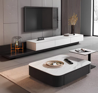 Table basse moderne minimaliste pour salon, avec structure en bois durable et rangement, meuble TV