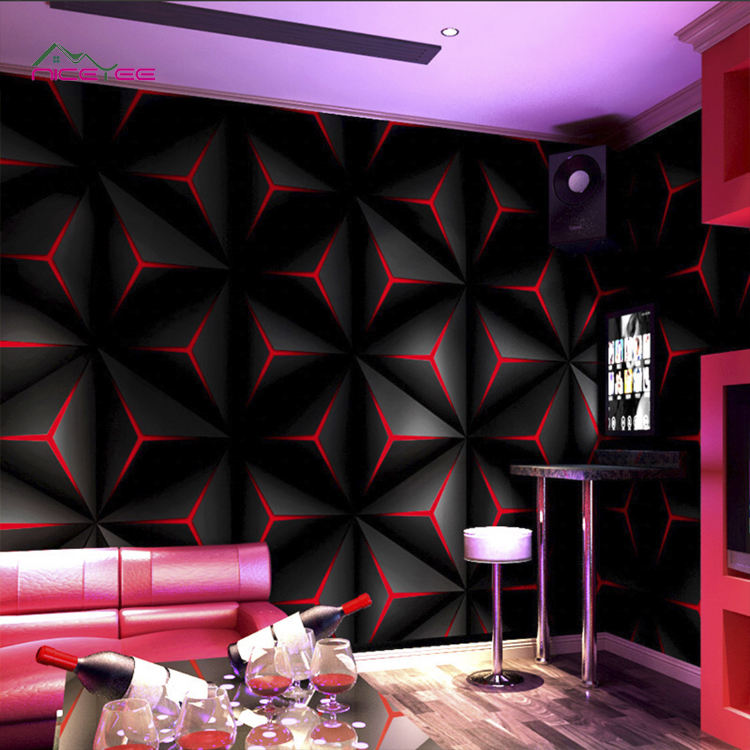 2021 red and black color home decor wall 4D wallpapers wall coating pvc