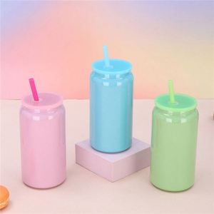 Ready to Ship Colorful Blank 16Oz Neon Colored Plastic Cans <b>With</b> Plastic <b>Lids</b> for UV DTF Wraps - Product Image 5