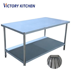 VICTORY KITCHEN Banco de Trabajo de Acero Inoxidable 201 de 2 Niveles para Condimentos, Modelo para Mesa de Laboratorio con Patas Redondas, Capacidad de 300 kg - Product Image 2