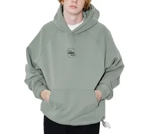 Personalizado sopro impressão hoodie ajustável hem drawcord 400 gsm velo manga raglan em branco boxy cropped hoodie