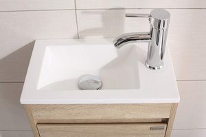 Meuble <span class=keywords><strong>de</strong></span> salle <span class=keywords><strong>de</strong></span> bain moderne suspendu avec lavabo et armoire <span class=keywords><strong>de</strong></span> rangement en MDF et finition laquée - Product Image 3