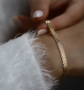 Cadeau pour femme Surface brillante Accessoires pour femme Bracelets à maillons en chaîne Bismarck Chaîne épaisse à chevrons - Product Image 1