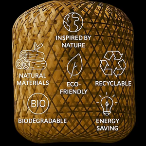 โคมไฟระย้าไม้ไผ่สานด้วยมือรูปทรงกระบอกสำหรับพื้นที่รับประทานอาหารแบบมินิมอลและการตกแต่งภายในแบบชนบทจากอินเดีย - Product Image 2